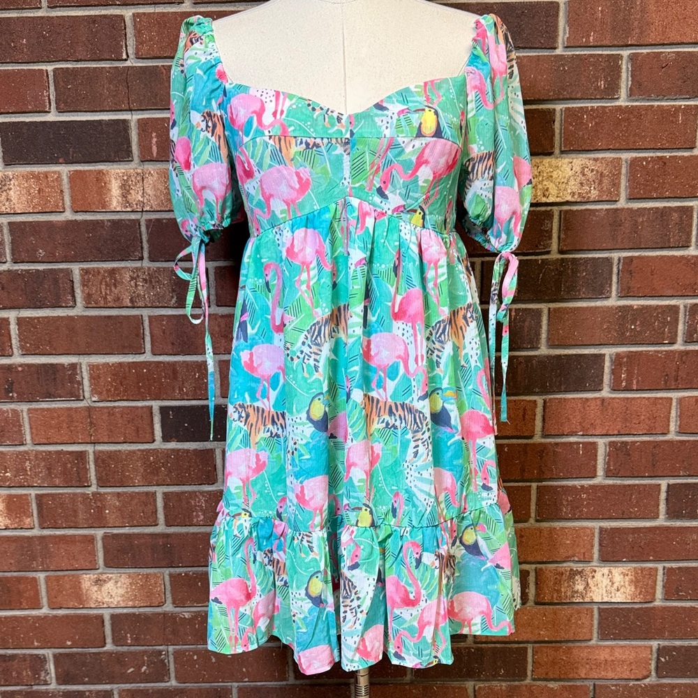Sincerely Ours Flamingo Jungle Dress Size Medium